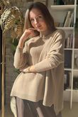 Charli Turtle Ribby Knit Jumper Camel 